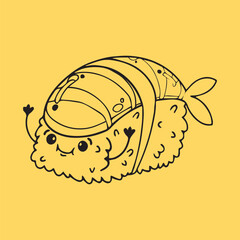 Cute sushi vector on light orange background