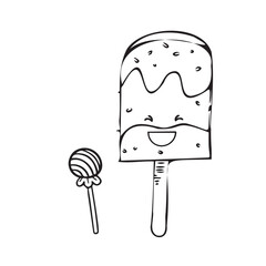 Cute ice cream vector on white background