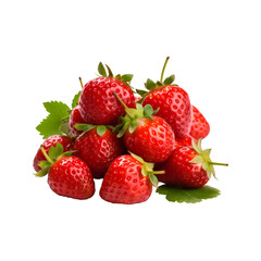 Red strawberry fruit isolated on transparent background. Generative AI