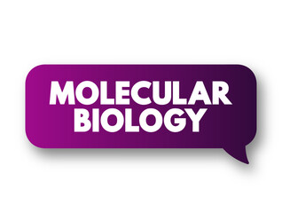 Molecular Biology - branch of biology that studies the molecular basis of biological activity, text concept background