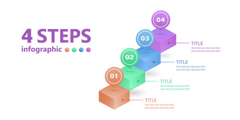 Business infographic in the form of a ladder of 4 steps going up. 3 D. Vector infographic. © Yulia Bagautdinova