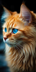 Fototapeta premium Vertical wallpaper mobile with orange long haired cat , Smartphone wallpapers , Created with generative AI