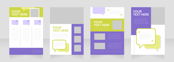 Hotline support blank brochure layout design. Info in speech bubble. Vertical poster template set with empty copy space for text. Premade corporate reports collection. Editable flyer paper pages