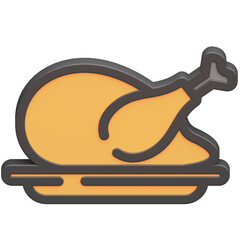 3d fried chicken icon with dark theme and high quality render image