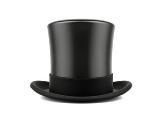 Cylinder black top hat isolated on transparent or white background, png