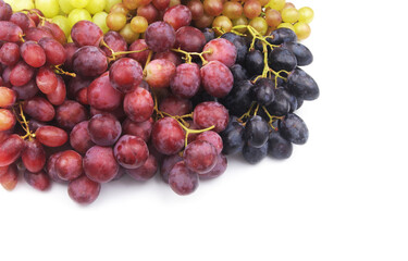 Fototapeta premium Assortment of grapes isolated on white background with copy space foe text.