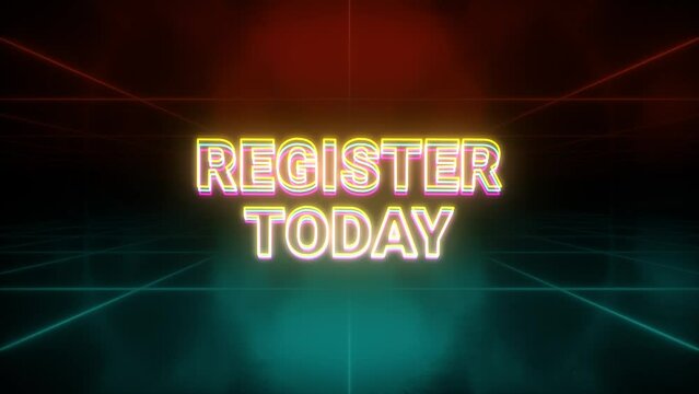 Register today animation retro background