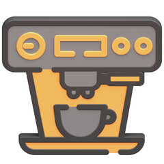 3d coffee maker icon with dark theme and high quality render image