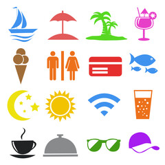 Summer and Vacation icons vector