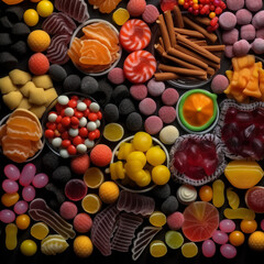 Fototapeta na wymiar Assortment of candies. Generative AI
