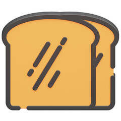 3d bread icon with dark theme and high quality render image
