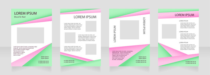 Colourful blank brochure layout design. Geometric style. Vertical poster template set with empty copy space for text. Premade corporate reports collection. Editable flyer paper pages