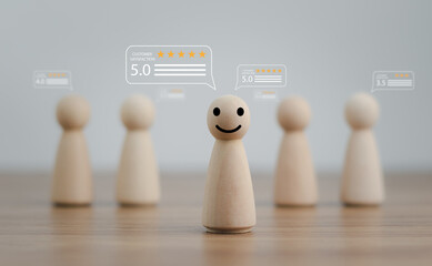 Customer or User give rating to service experiences review satisfaction feedback survey on online...