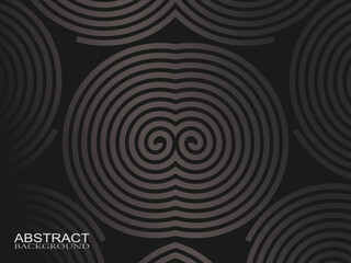 Black abstract background design. Modern wavy lines pattern (guilloche curves) in monochrome colors. Premium line texture for banners, business backgrounds. Dark horizontal vector template.