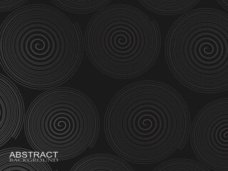 Black abstract background design. Modern wavy lines pattern (guilloche curves) in monochrome colors. Premium line texture for banners, business backgrounds. Dark horizontal vector template.