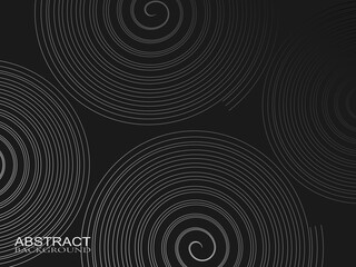 Black abstract background design. Modern wavy lines pattern (guilloche curves) in monochrome colors. Premium line texture for banners, business backgrounds. Dark horizontal vector template.