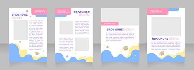 Higher education institution blank brochure layout design. Degree courses. Vertical poster template set with empty copy space for text. Premade corporate reports collection. Editable flyer paper pages