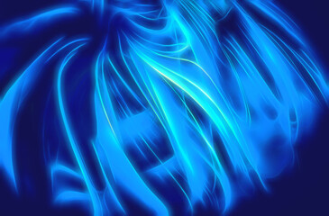 abstract blue glowing waves on dark background