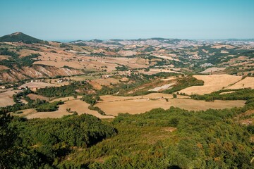 Fototapeta na wymiar View of the Apennines mountains in the Marche region in Central Italy
