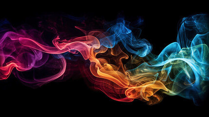 Ai generative.  Colorful smoke on black