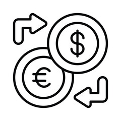 A skillfully crafted vector of currency exchange in trendy style, unique money exchange icon