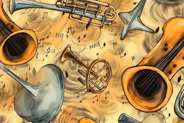 Jazz Music Watercolor Illustration