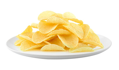 Potato chips in a plate isolated on transparent png