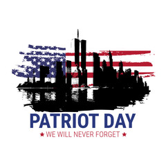 Vector patriot day illustration. We will newer forget 9\11. Vector patriotic illustration with american flag