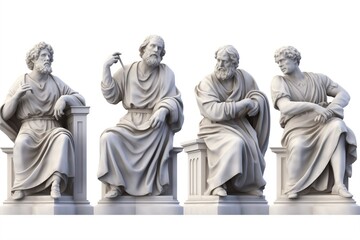 Fototapeta na wymiar Collection of Marble Statue Philosophers Isolated on White Background. Generative AI