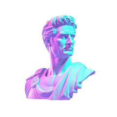 Greek statue in neoclassical style, statue in bright futuristic style, isolated on transparent background. Generative AI