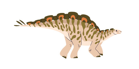 Wuerhosaurus, prehistoric reptile, extinct dinosaur. Prehistory animal of Jurassic period. Big huge dino lizard profile. Ancient creature. Flat vector illustration isolated on white background