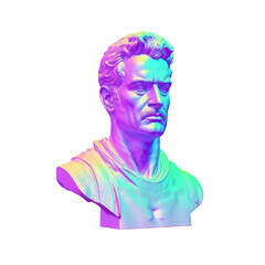 Greek statue in neoclassical style, statue in bright futuristic style, isolated on transparent background. Generative AI