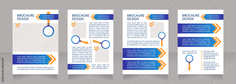 Wall mural Employee referral process blank brochure layout design. Vertical poster template set with empty copy space for text. Premade corporate reports collection. Editable flyer 4 paper pages