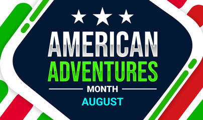 American Adventures Month background with colorful typoography and design.