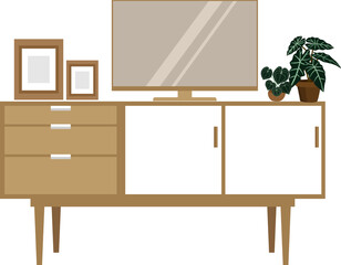  Tv cabinet in living room. Png clipart isolated on transparent background