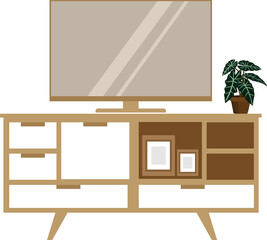  Tv cabinet in living room. Png clipart isolated on transparent background