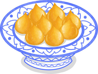 Thai Desserts serving in a Thai ceramic ware.