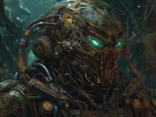 Fototapeta premium Monster in Futuristic Science Fiction World Fantasy Deep space alien planet concept Created with Generative AI technology