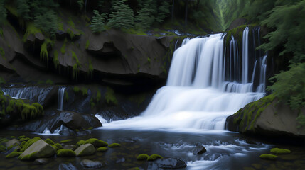 Fototapeta na wymiar Waterfall in the forest. Generative AI