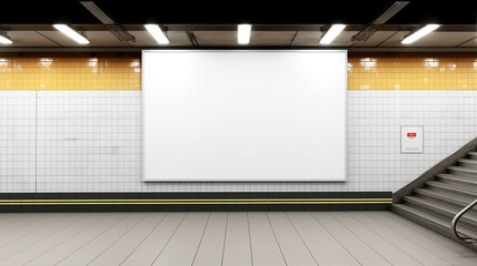 Mockup image of Blank billboard white screen posters and led in the subway station for advertising. Generative Ai - obrazy, fototapety, plakaty