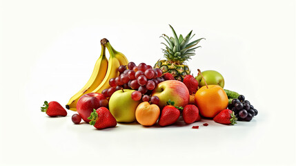 Naklejka na ściany i meble Healthy fruits isolated on white background. Generative Ai