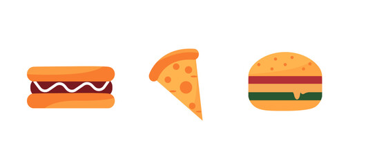 vector food burger, pizza, hot dog, fast food