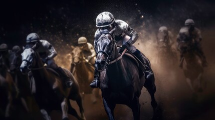 Equestrian Sport of Horse Racing with Jockeys generated by AI