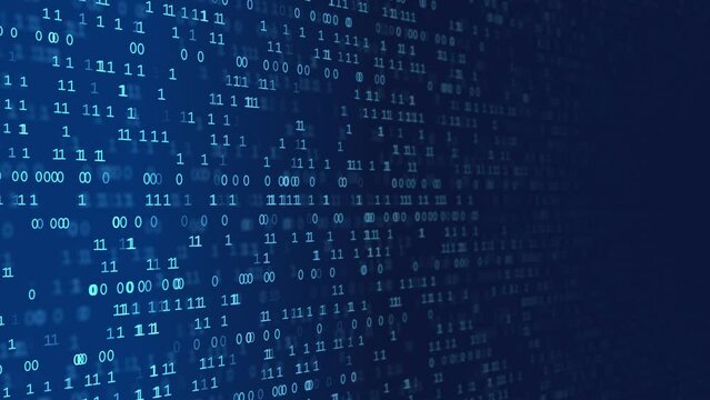 Binary Code Matrix Background. Numbers Falling in Digital Rain. Computer Binary Code.
