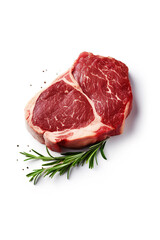 Fototapeta premium Ai generated illustration Grilled beef steak with rosemary and pepper on a white background