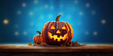 Happy halloween with angry pumpkin jack o lantern made with Generative AI