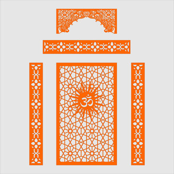 vector om jaali with a square for mandir decoration for cnc cutting welcome Kaman frame. OM- mantra in Hinduisam
