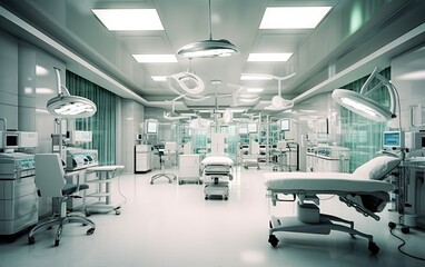 Fototapeta na wymiar Modern equipment in operating room. Medical devices for neurosurgery. Ai generative