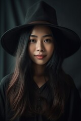 Portrait woman wearing halloween costume made with Generative AI