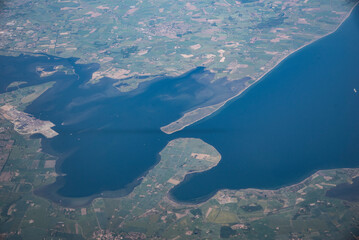 Aerial view of Denmark from a plane